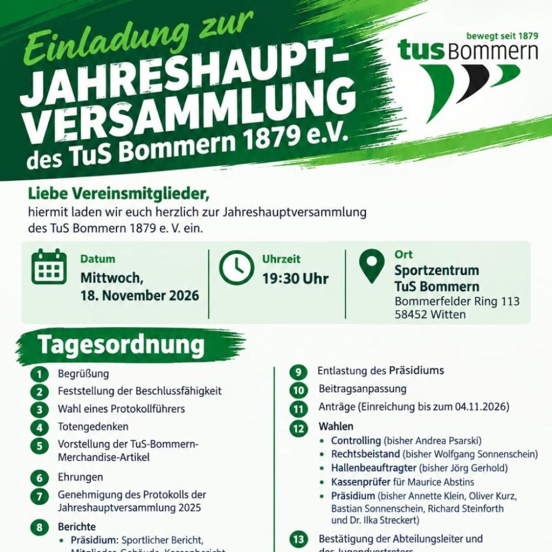 Einladung zur Jahreshauptversammlung 2026